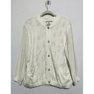 Vintage Nino Wong Jacket Womens Medium Ivory White Lightweight Snap Boho